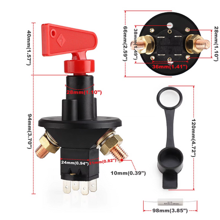 Battery Isolator Kill Switch 12/24V 175A Keyed Fia Type 6-TERMINAL SSW2802 240-01127