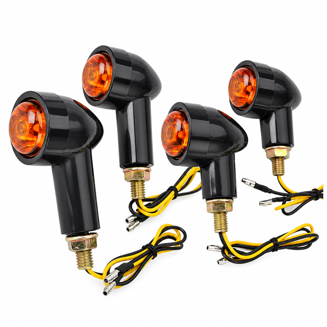 LED Turn Signal Indicator Set 4PCS Front Rear Amber 12V DC Vintage Short Long Universal