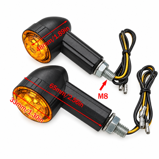 LED Turn Signal Indicator Set 4PCS Front Rear Amber 12V DC Vintage Short Long Universal