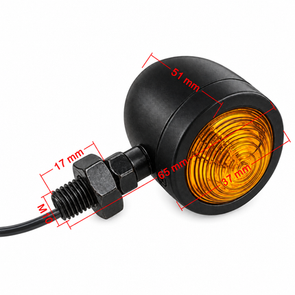 Mini Bullet LED Indicators Pair Universal Front Rear Amber 12V Black 10mm 3.7cm X 5.1cm