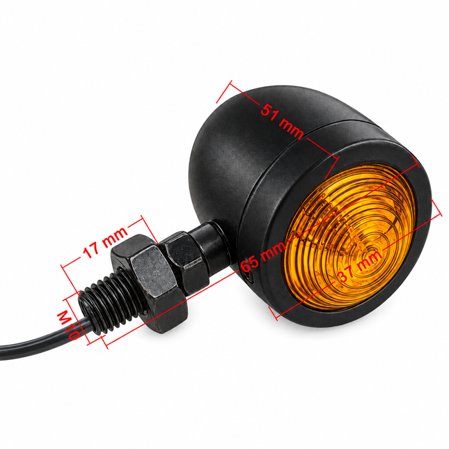 Mini Bullet LED Indicators Pair Universal Front Rear Amber 12V Black 10mm 3.7cm X 5.1cm