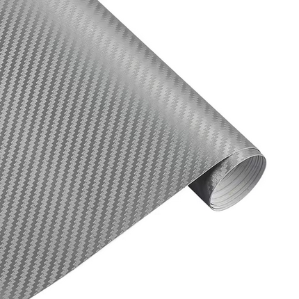 Carbon Fiber Decal 30x127cm Silver 3D Fiber Vinyl Sheet