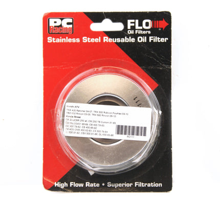 Oil Filter Flo Reusable PC111, Pc Racing Usa Stainless Steel