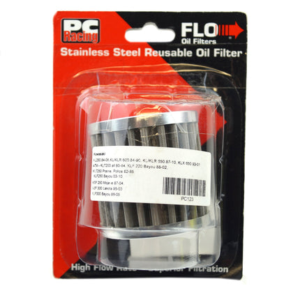 Oil Filter Flo Reusable PC123, Pc Racing Usa Stainless Steel