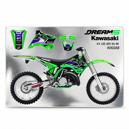 94-98 KX125 KX250 Dream 5 Chrome Efx Graphics, Blackbird 2410ABCRO