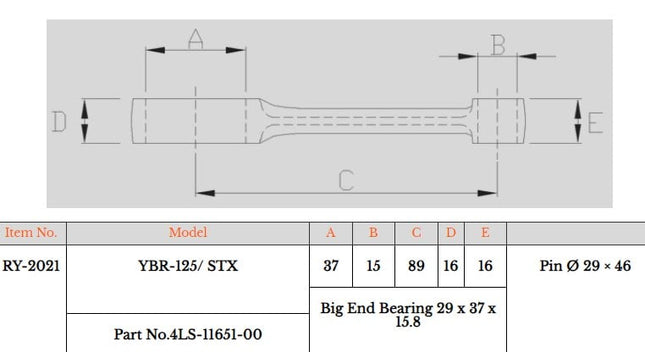 Connecting Rod Kit TTR125 Yamaha