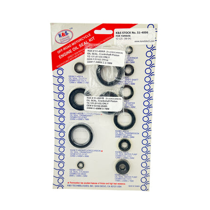 Oil Seal Set 01-04 YZ125 12Pcs, K&s 51-4006