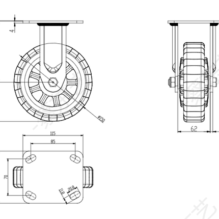 Castor Wheel Heavy Duty 6 Fixed - Each