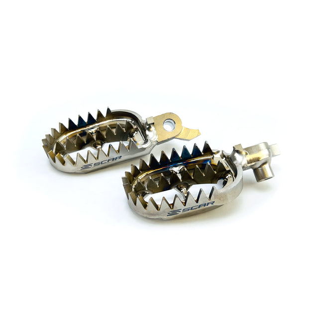 Titanium Footpegs Gripper 23-26 Fantic Yamaha Xxf WR YZ F Fx 250 450 60mm Wide 27 Teeth Scar S1517