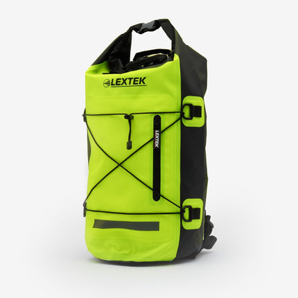 Lextek Waterproof Dry Bag Backpack 30L Black/Fluoro Yellow