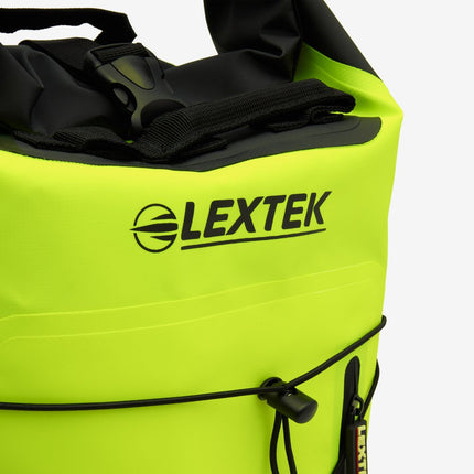 Lextek Waterproof Dry Bag Backpack 30L Black/Fluoro Yellow