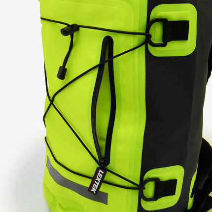 Lextek Waterproof Dry Bag Backpack 30L Black/Fluoro Yellow
