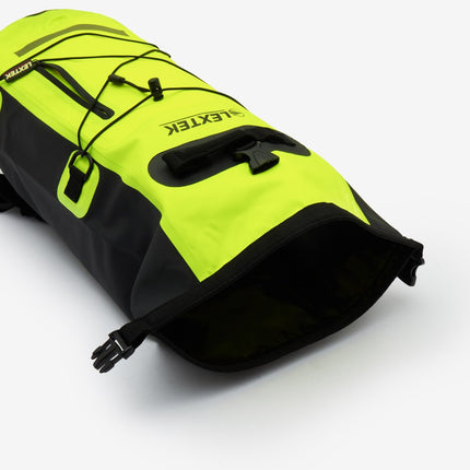 Lextek Waterproof Dry Bag Backpack 30L Black/Fluoro Yellow