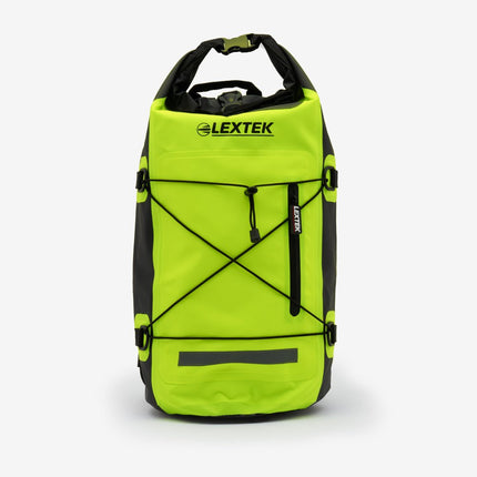 Lextek Waterproof Dry Bag Backpack 30L Black/Fluoro Yellow