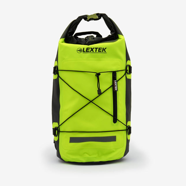 Lextek Waterproof Dry Bag Backpack 30L Black/Fluoro Yellow