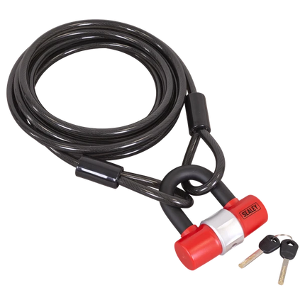 Motorcycle Cable Lock 10mm X 5m Cut-resistant High-security Padlock & Key Set 5000mm Long Wire
