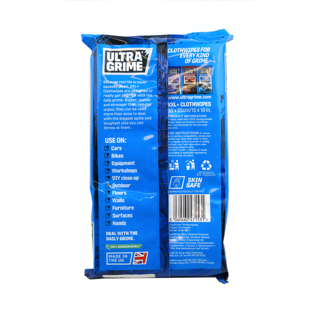 ULTRAGRIME WIPES 40PK XXL, Multi-Purpose Original Clothwipes 40pk, 2931138CM x 25CM HAND WIPES