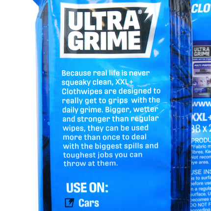 ULTRAGRIME WIPES 40PK XXL, Multi-Purpose Original Clothwipes 40pk, 2931138CM x 25CM HAND WIPES