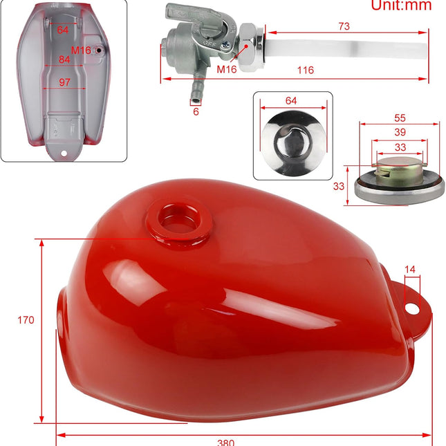 Fuel Tank Assembly Steel 79-00 Honda Monkey Z50 A J Jc Jz R Red 17520-165-000ZC