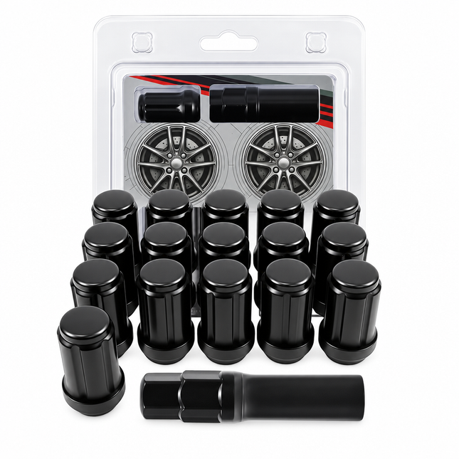 Lug Nuts 13-25 Polaris Rzr Ranger General Honda Pioneer 16PCS Socket M12x1.5 Splined Beveled Black