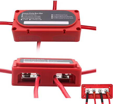 Battery Busbar 4 Post 12V 24V 36V 48V 300AMP Red Positive Power Distribution Block Red