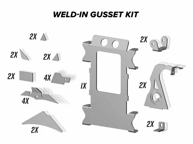 Polaris Rzr Xp TURBO/1000 Weld In Frame Stiffener Gusset Kit, Superatv WFG-P-RZR1K