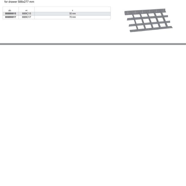 Crossed Partitions for RSC22, RSC23, RSC23C, C27S Drawers 588x277mm 70mm Height - Beta Tools 8889C1/7