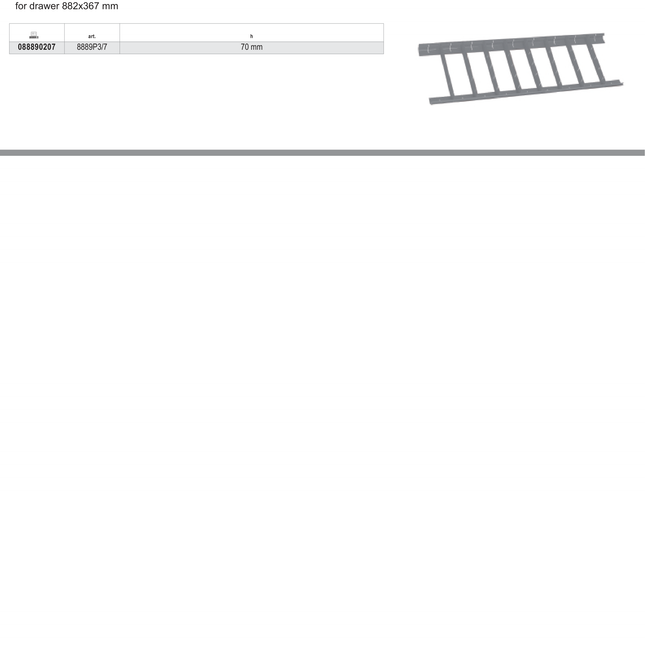 Parallel Partitions for RSC24AXL Drawer 882x367mm 70mm Height - Beta Tools 8889P3/7