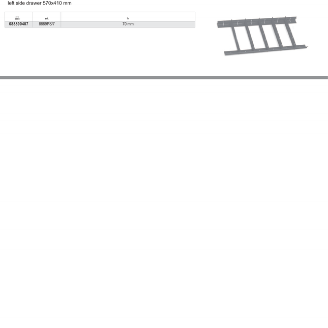 Parallel Partitions for C38, C45PRO M4/M5/M7/M8 Left Side Drawer 570x410mm 70mm Height - Beta Tools 8889PS/7