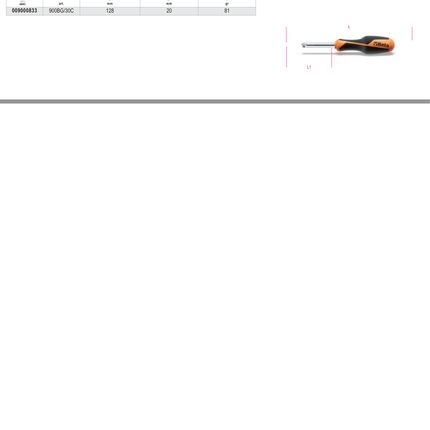 Spinner Handle, 1/4 Drive, 128mm Length - Beta Tools 900BG/30C