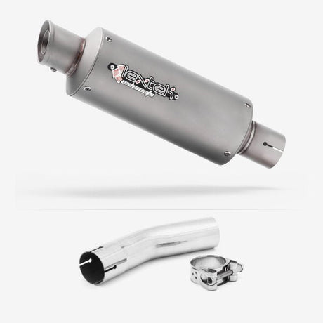 Lextek GP1 Matt S/Steel GP Stubby Exhaust 240mm with Link Pipe for Lexmoto LXR 125 & 380