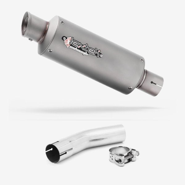 Lextek GP1 Matt S/Steel GP Stubby Exhaust 240mm with Link Pipe for Lexmoto LXR 125 & 380