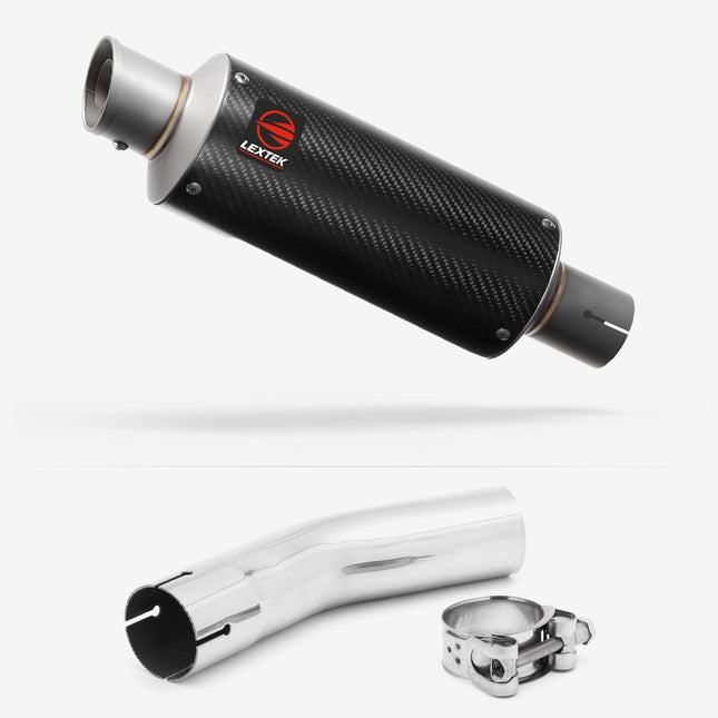 Lextek Carbon Fibre GP8C 240mm Exhaust with Link Pipe for Lexmoto LXR 125 & 380