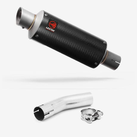 Lextek GP8C Carbon Fibre GP Stubby Exhaust 240mm with Link Pipe for Lexmoto LXR 125 & 380