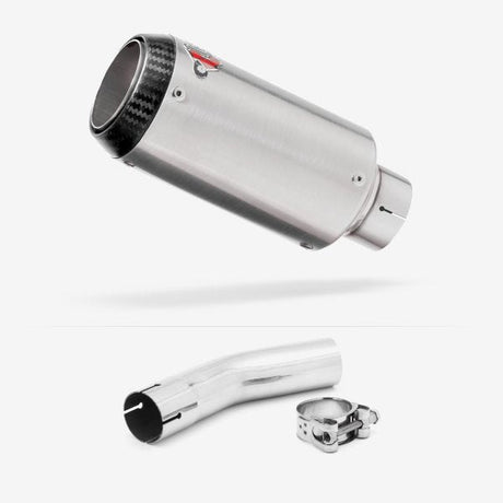 Lextek CP1 Matt S/Steel Carbon Tip Exhaust 150mm with Link Pipe for Lexmoto LXR 125 & 380