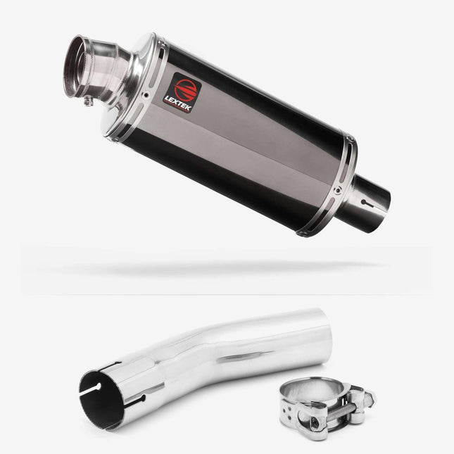 Lextek Smoked Stainless Steel OP16 250mm Exhaust with Link Pipe for Lexmoto LXR 125 & 380