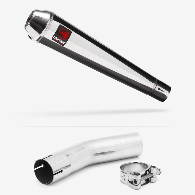 Lextek Polished Stainless Steel AC1 350mm Exhaust with Link Pipe for Lexmoto LXR 125 & 380