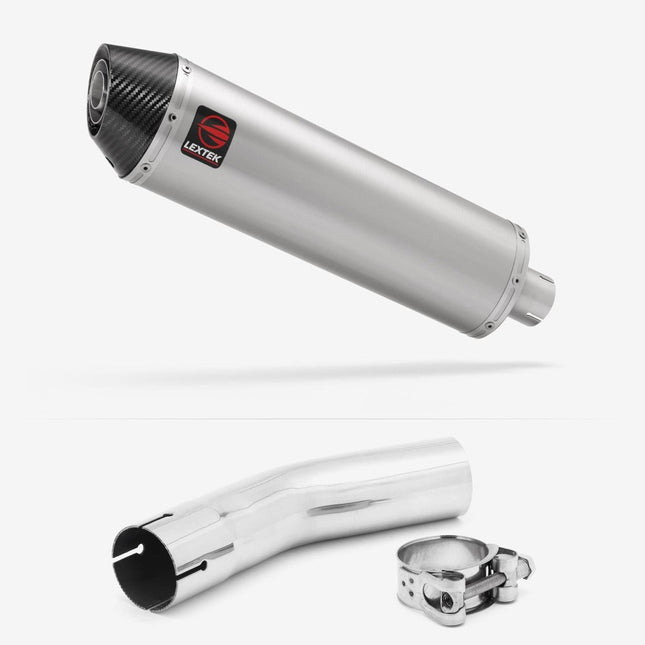 Lextek Brushed Stainless Steel RP1 400mm Exhaust with Link Pipe for Lexmoto LXR 125 & 380