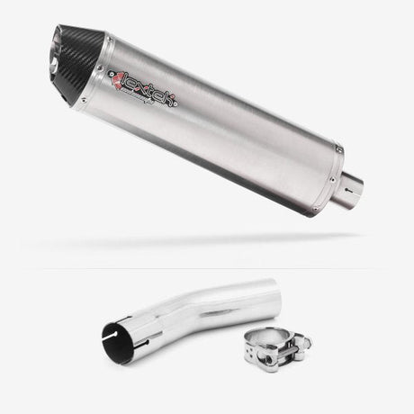 Lextek RP1 Gloss S/Steel Oval Exhaust 400mm with Link Pipe for Lexmoto LXR 125 & 380