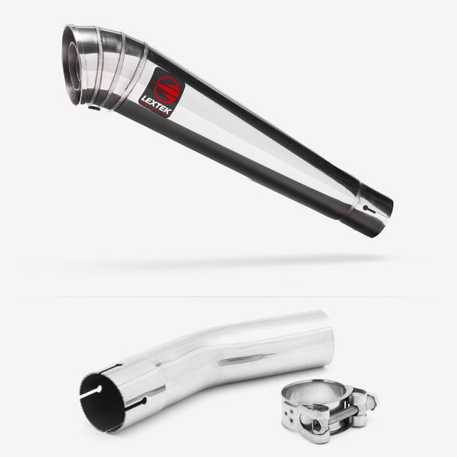 Lextek Polished Stainless Steel MP4 300mm Exhaust with Link Pipe for Lexmoto LXR 125 & 380