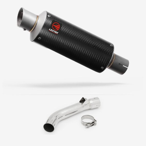 Lextek GP8C Carbon Fibre GP Stubby Exhaust 240mm with Link Pipe for Honda VFR 800 (97-01)