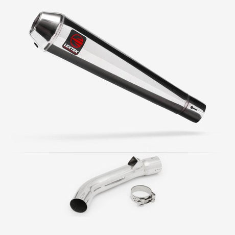 Lextek AC1 Polished Classic Exhaust 350mm with Link Pipe for Honda VFR 800 (97-01)