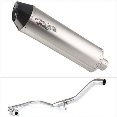 Lextek RP1 Gloss S/Steel Oval Exhaust System 400mm for Lexmoto Hawk 125