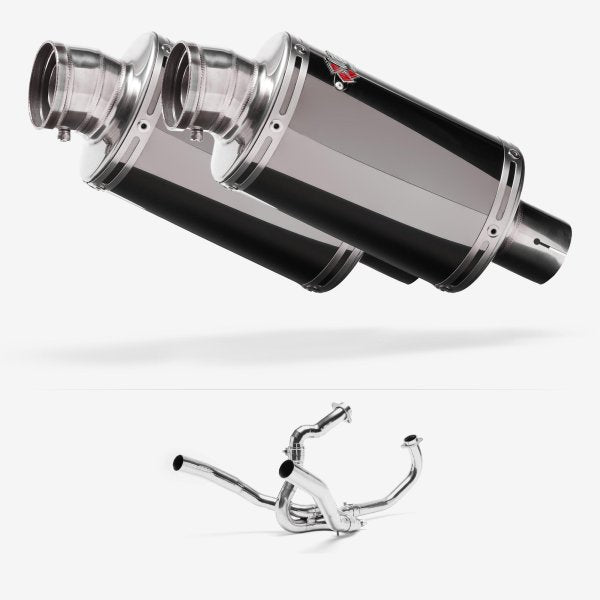 Lextek OP15 Dark Tint Stainless Exhaust System 200mm for SUZUKI SV1000 (03-07)