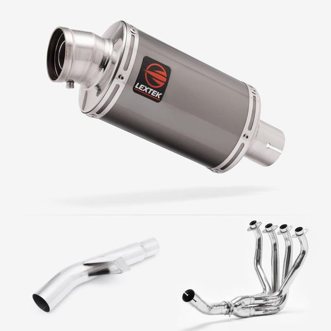 Lextek Smoked Stainless Steel OP15 200mm Exhaust System for Kawasaki Versys 1000 (12-18)