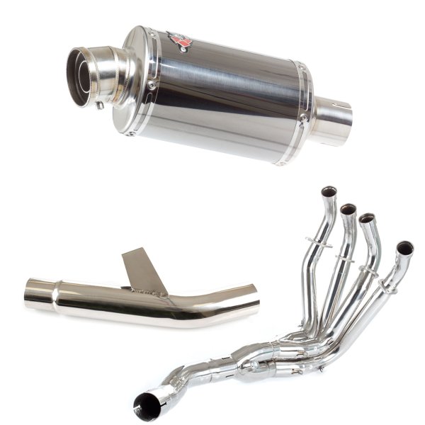 Lextek OP15 Dark Tint Stainless Exhaust System 200mm for Kawasaki Versys 1000 (15-18)