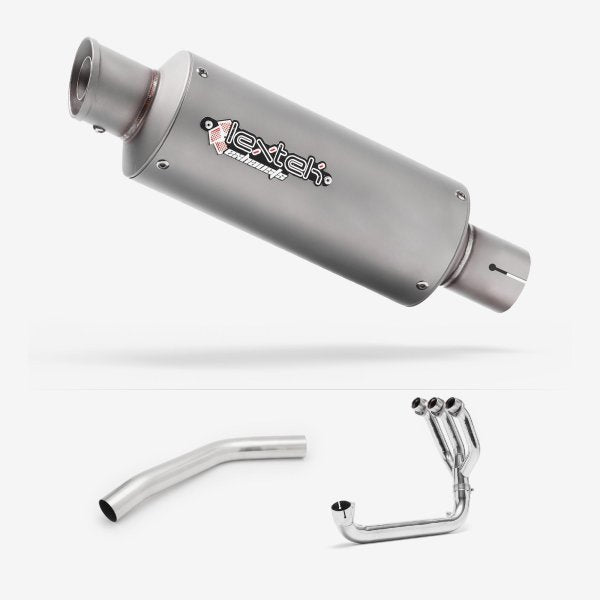 Lextek GP1 Matt S/Steel GP Stubby Exhaust System 240mm for Triumph Tiger 800 (10-21)