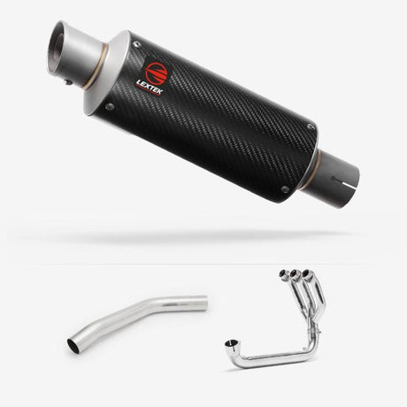 Lextek GP8C Carbon Fibre GP Stubby Exhaust System 240mm for Triumph Tiger 800 (10-21)