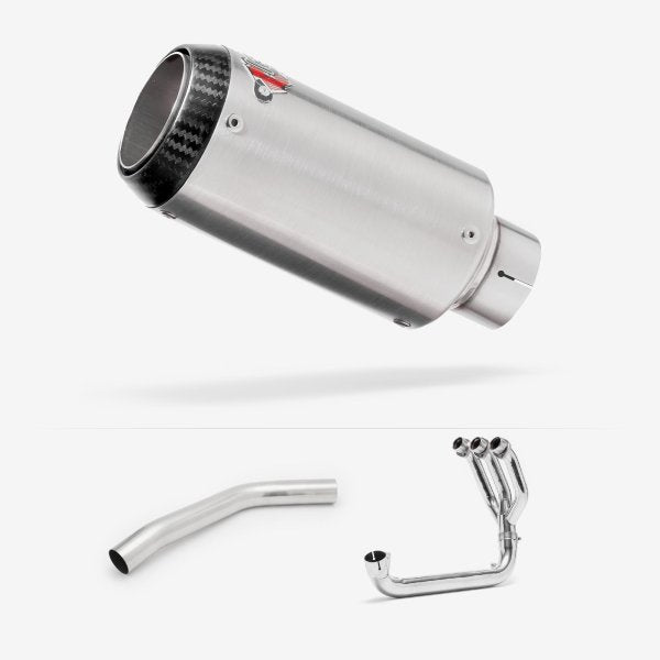 Lextek CP1 Matt S/Steel Carbon Tip Exhaust System 150mm for Triumph Tiger 800 (10-21)