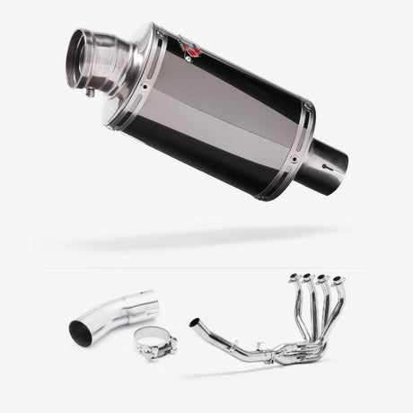 Lextek OP15 Dark Tint Stainless Exhaust System 200mm for Kawasaki Z900 RS (18-23)